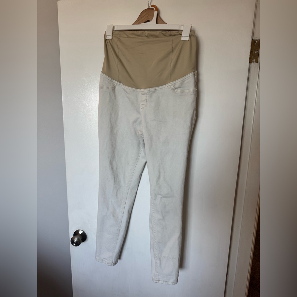 Isabel Maternity White Over Belly Pull On Skinny Jeans Size 12